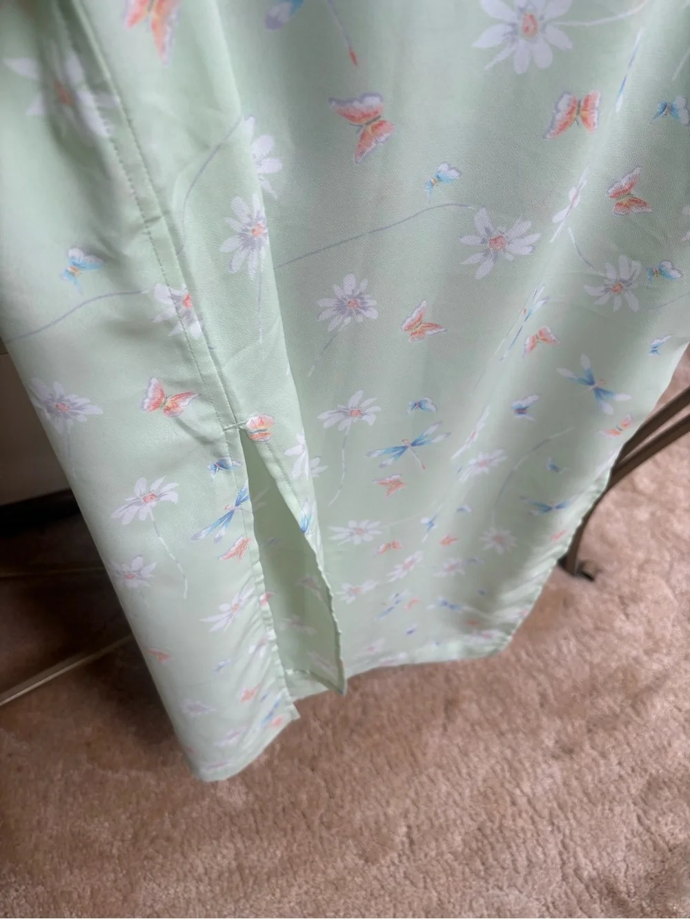 Christopher & Banks Green Floral & Butterfly Motiff Semi-Sheer Maxi Skirt Sz 10
